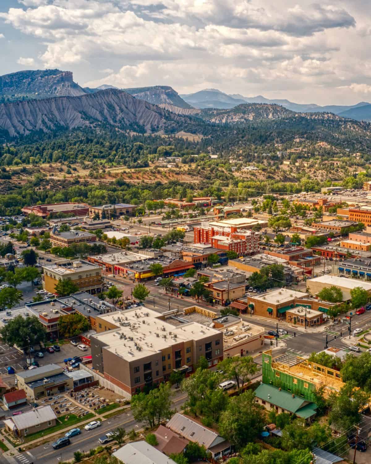 Aerial photo of Durango, Colorado