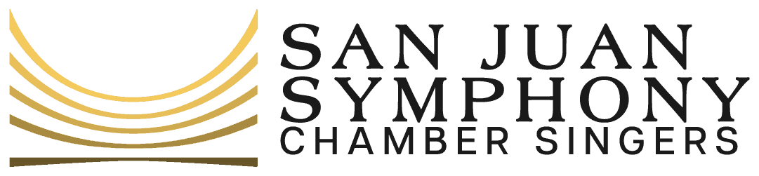 San Juan Symphony Chamber Singers logo in gradient yellow