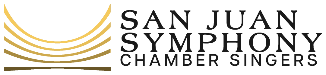 San Juan Symphony Chamber Singers logo in gradient yellow